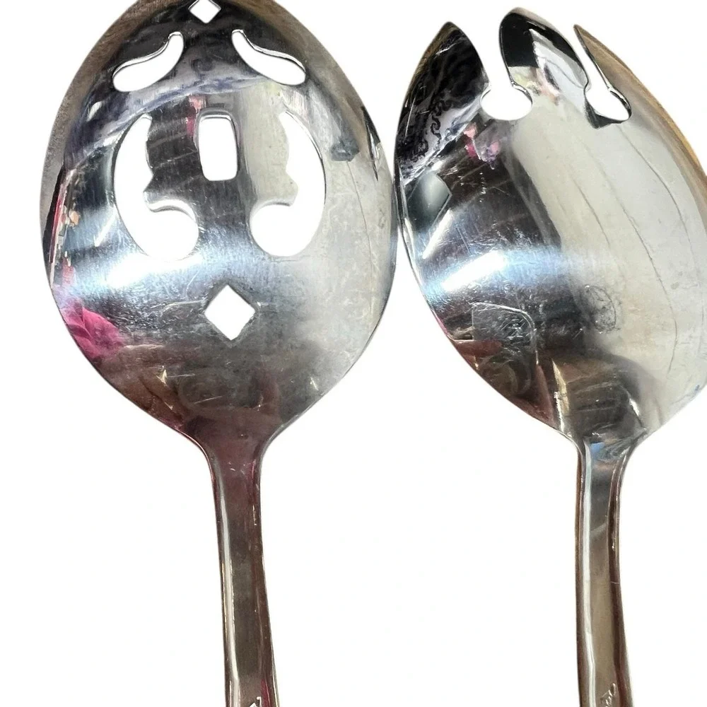 Rogers Spoon Fork‎ Stainless Swagger Pattern • 2pc Salad Serving Set